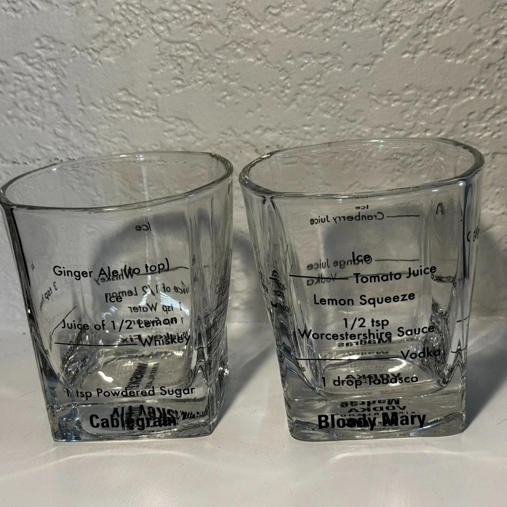 Kikkerland Bartending Rocks Glasses Set of 2 & 8 Recipes